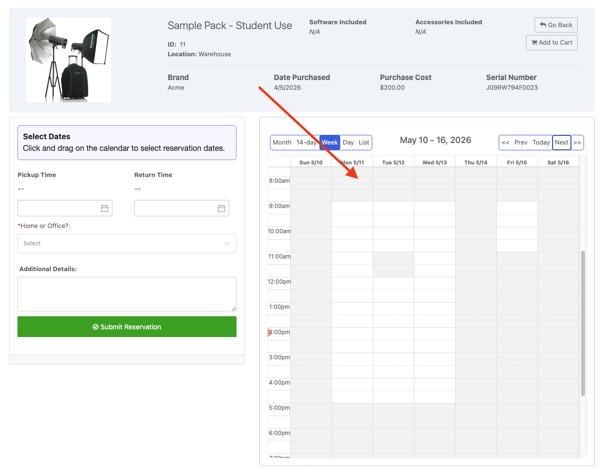 Reftab - Business Hours Example Calendar