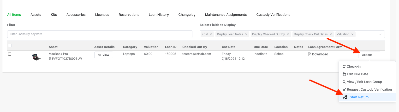 Reftab Hello Retriever Start Return