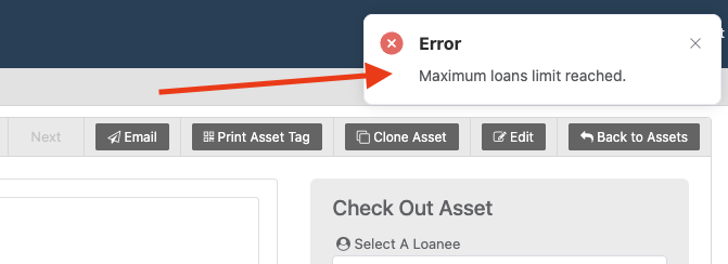 Reftab - max loaned items limit notice