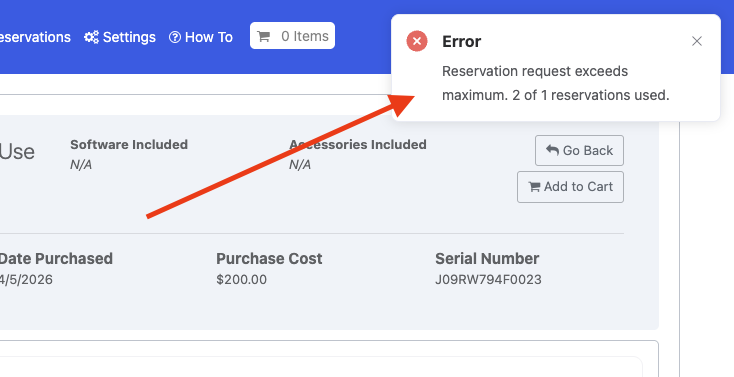 Reftab - max reserved items notice