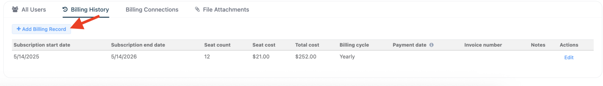 Add billing record