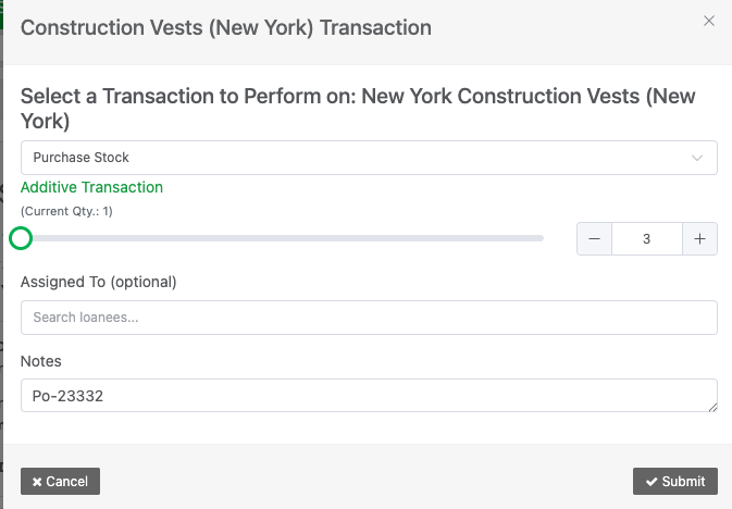 Example consumable purchase transaction