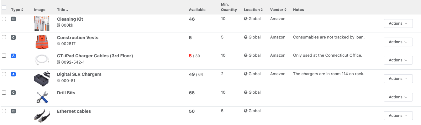 Tracking accessories and consumables in Reftab