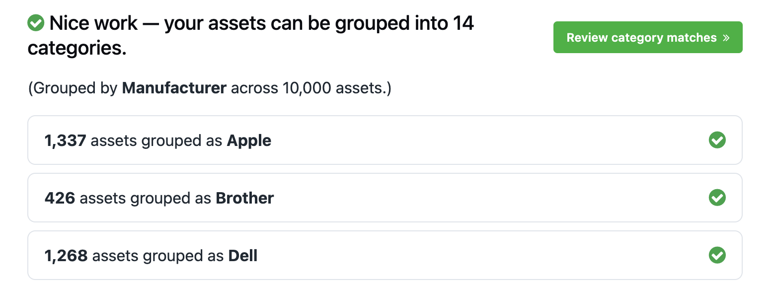 Reftab automatically groups assets to create categories