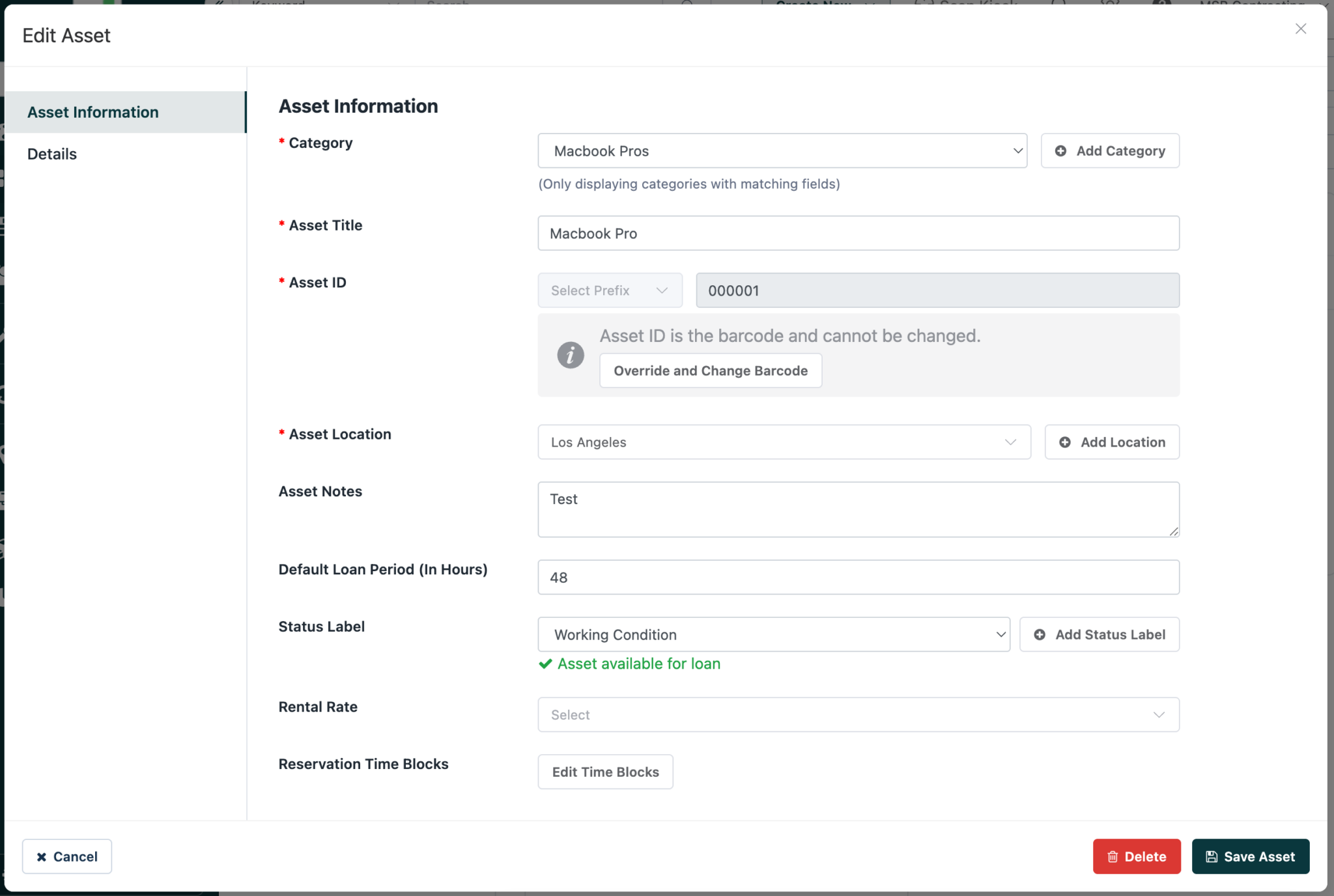 Refreshed Asset Edit Modal
