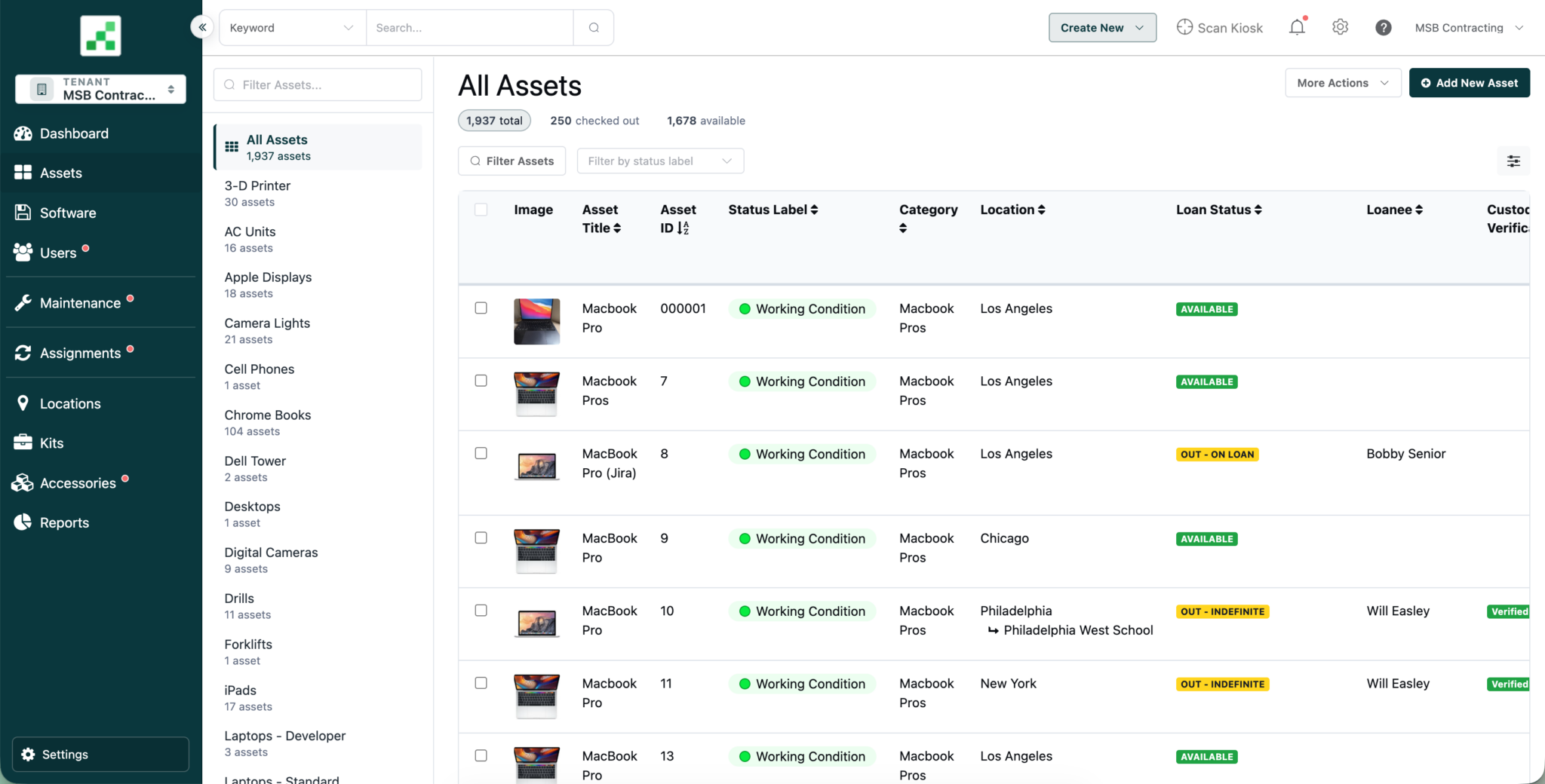 UI Refresh Assets Page
