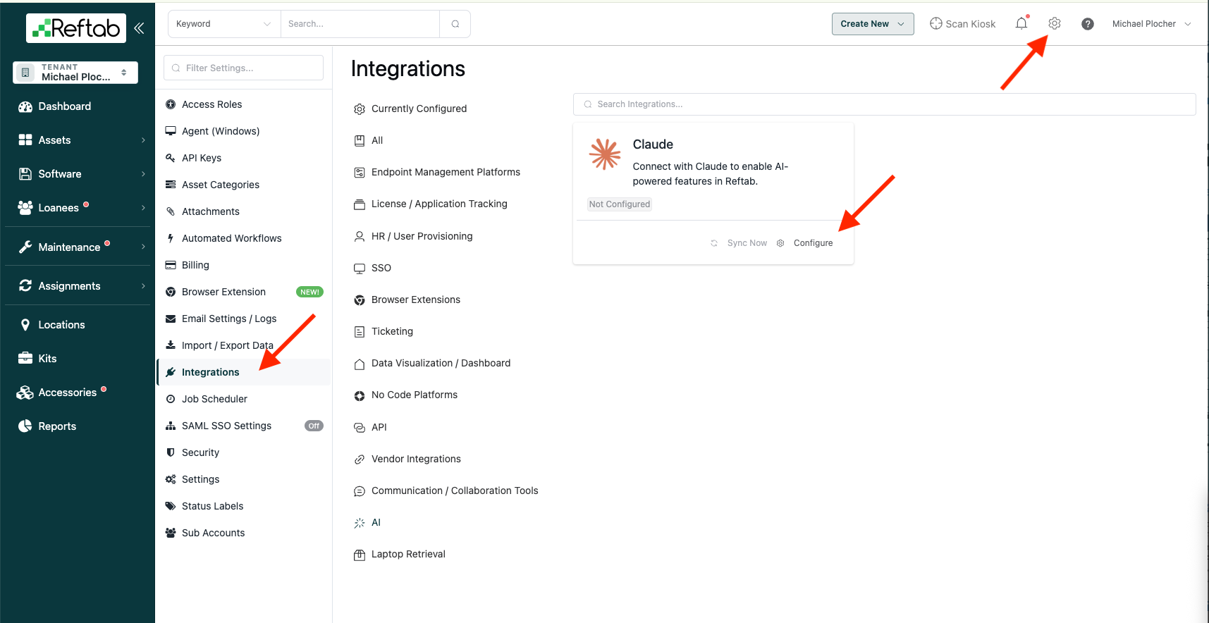 navigate to claude integration