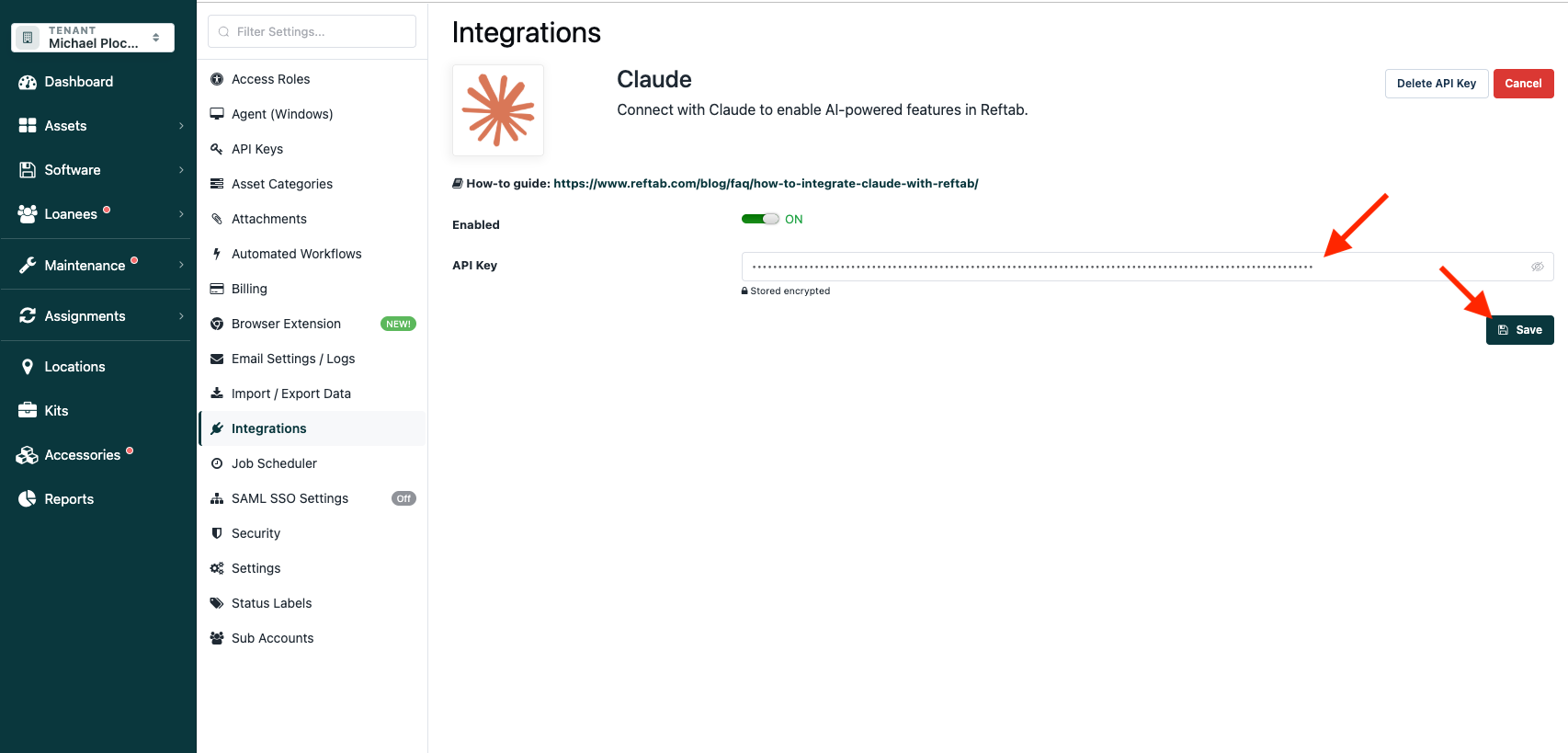 enter claude admin api key