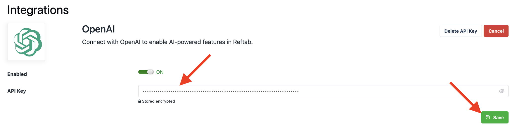 Enter OpenAI Admin key