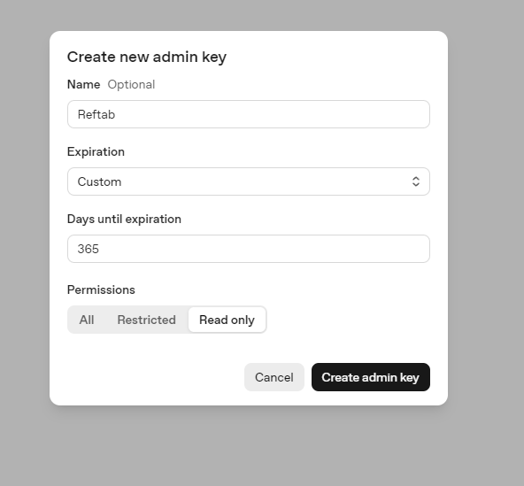Create admin key