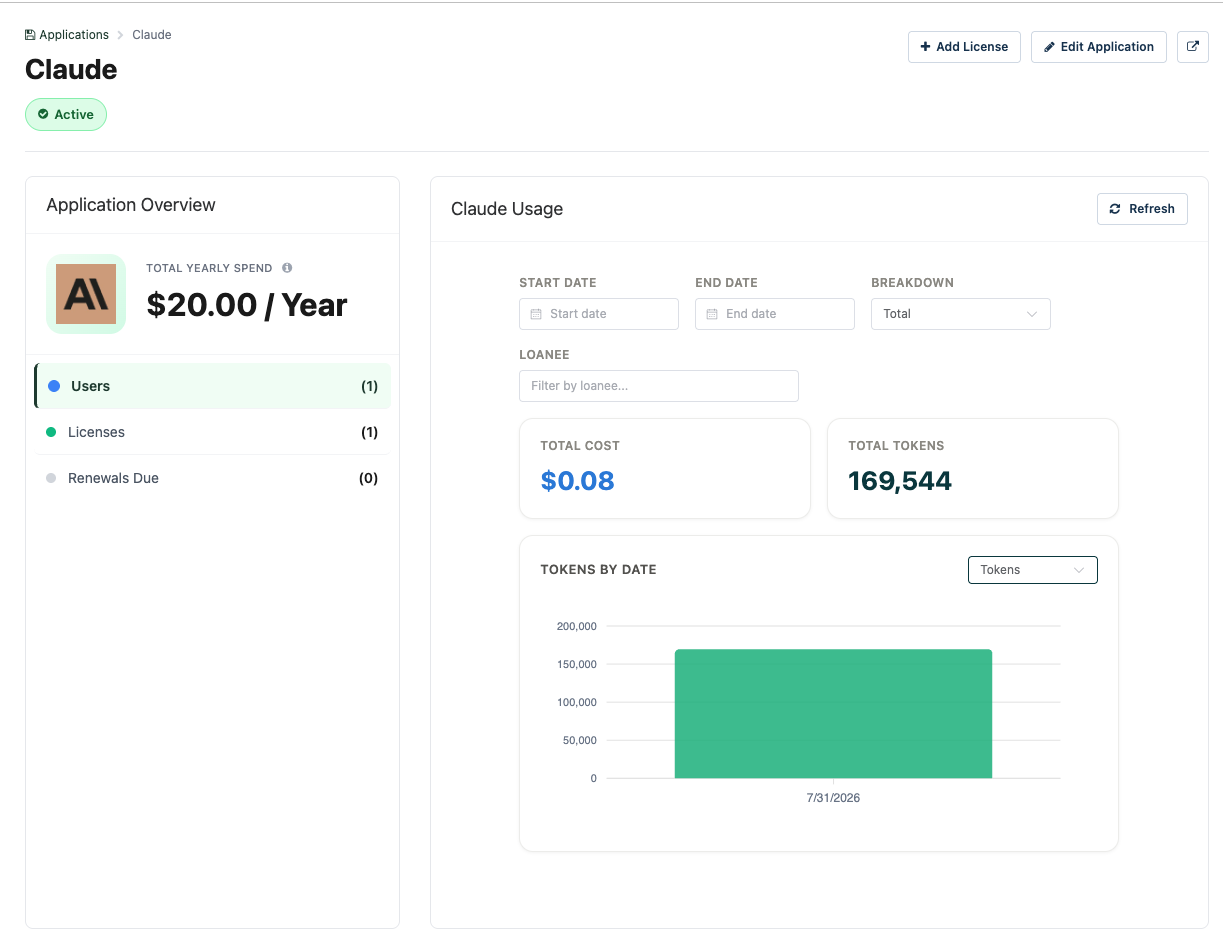Claude application tracked in reftab