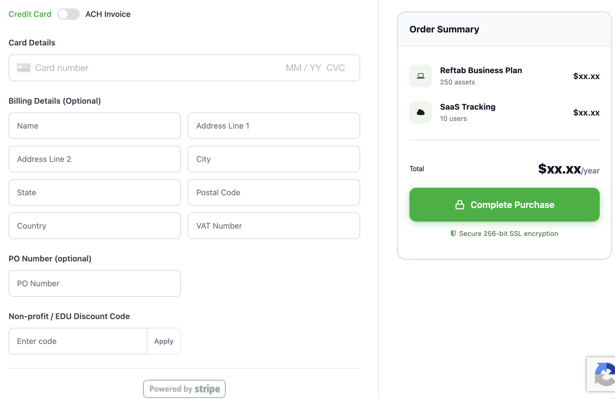 Payment page