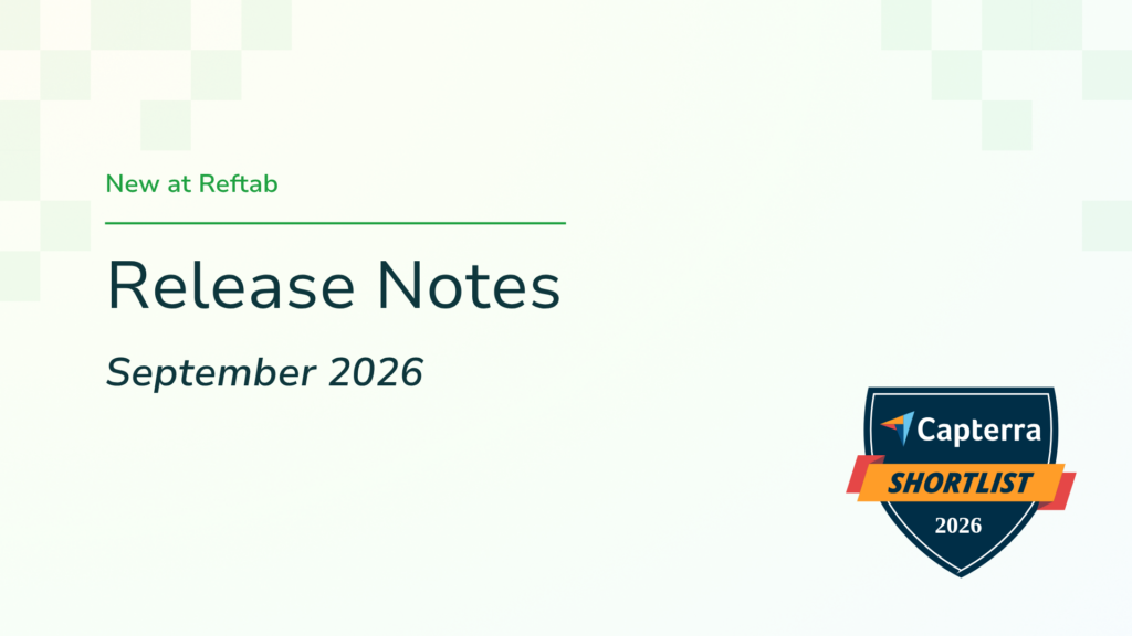 september release notes reftab capterra shortlist 2026